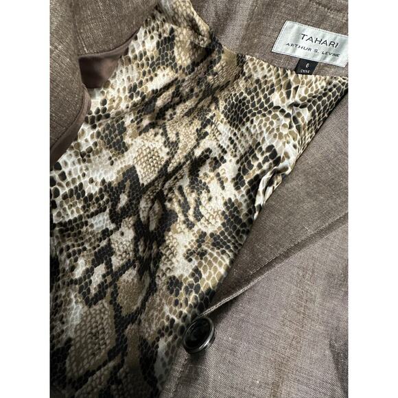 Tahari Linen Blend Skirt Suit Set Short Sleeve Belted Blazer & Flared Skirt Sz 6 - Picture 15 of 15